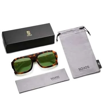 SOJOS Trendy Square Aviator Sunglasses for Womens Mens Polarized Plastic Frame Flat Top Designer Inspired Shades UV400 Sun Glasses SJ2281