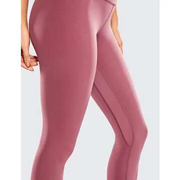 CRZ YOGA Womens Naked Feeling Workout 7/8 Yoga Leggings - 25 Inches High Waist Tight Pants Merlot Red Small