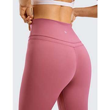 CRZ YOGA Womens Naked Feeling Workout 7/8 Yoga Leggings - 25 Inches High Waist Tight Pants Merlot Red Small