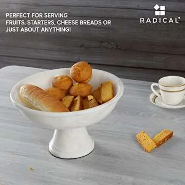 Radicaln Marble Fruit Bowl White 12" inch Handmade Simple Modern Kitchen Décor Bowl - Fruit and Vegetable Storage Kitchen Table Serving Bowls - Ideal Kitchen Accessories