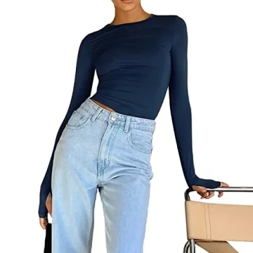 Women's Slim Fit Long Sleeve Crop Tops - Streetwear Essential