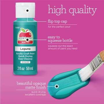 Apple Barrel PROMOABII Matte Finish Acrylic Craft Paint Set Designed for Beginners and Artists, Non-Toxic Formula That Works on All Surfaces, 2 Fl Oz (Pack of 18), 18 Colors May Vary, Count