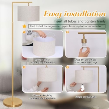 FAGUANGAO Adjustable Gold Floor Lamp for Modern Spaces