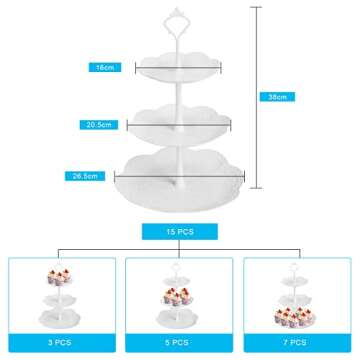Coitak Plastic Cupcake Stands, 3 Tier Cupcake Stand, Dessert Tower Tray for Tea Party, Baby Shower and Wedding (2 Pack)