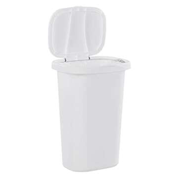 Rubbermaid Spring Top Trash Can with Lid, 13-Gallon, White, Plastic Garbage Bin/Wastebasket for Home/Kitchen/Bathroom/Garage