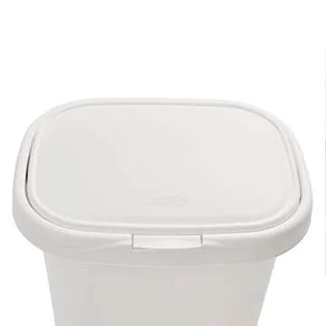 Rubbermaid Spring Top Trash Can with Lid, 13-Gallon, White, Plastic Garbage Bin/Wastebasket for Home/Kitchen/Bathroom/Garage