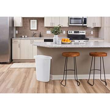 Rubbermaid Spring Top Trash Can with Lid, 13-Gallon, White, Plastic Garbage Bin/Wastebasket for Home/Kitchen/Bathroom/Garage