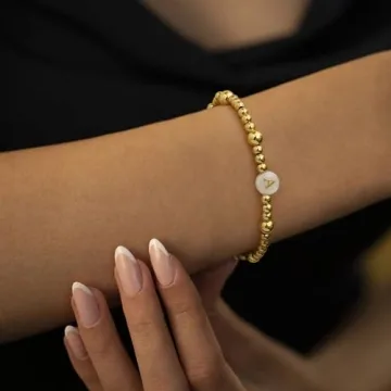 Sistble Enewton Gold Initial Beaded Bracelet