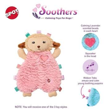 SPOT Soothers- Tabbie Lambie Dog Toy-Separation Anxiety Toys for Dogs, Stuffing Free, Scented with Calming Lavender Fragrance Beads to Safely Calm and Relax Dogs and Puppies, 12in