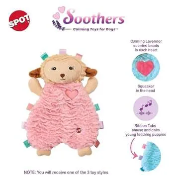 SPOT Soothers- Tabbie Lambie Dog Toy-Separation Anxiety Toys for Dogs, Stuffing Free, Scented with Calming Lavender Fragrance Beads to Safely Calm and Relax Dogs and Puppies, 12in