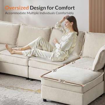 HULALA HOME 97'' Modular Sectional Sofa with Storage Ottoman