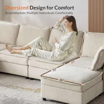 HULALA HOME 97'' Modular Sectional Sofa with Storage Ottoman