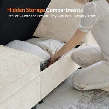 HULALA HOME 97'' Modular Sectional Sofa with Storage Ottoman