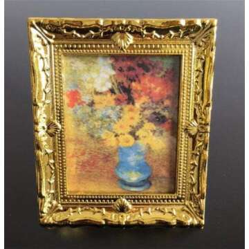 Elegant 1:12 Miniature Wooden Adornment Picture for Minihouses