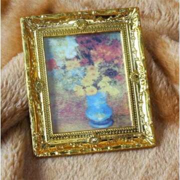 Elegant 1:12 Miniature Wooden Adornment Picture for Minihouses