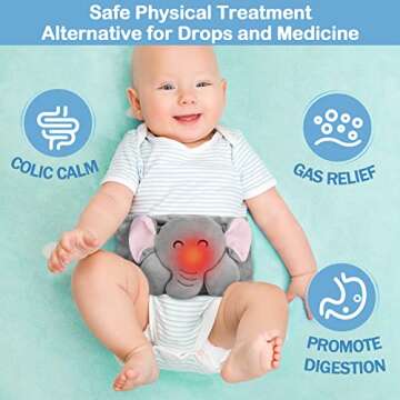 Baby Colic and Gas Relief - Heigoeost Heated Tummy Wrap for Newborns Belly Relief by Soothing Warmth...