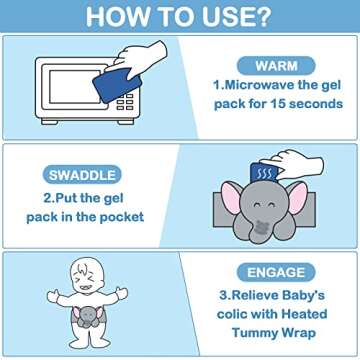 Baby Colic and Gas Relief - Heigoeost Heated Tummy Wrap for Newborns Belly Relief by Soothing Warmth, Baby Heating Pad Swaddling Belt Relief & Soothe Gas, Colic and Upset Stomach for Fussy Infants