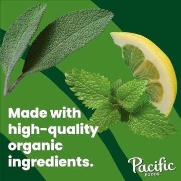 Pacific Foods Organic Chicken Bone Broth With Lemon Balm and Sage, 32 oz Carton