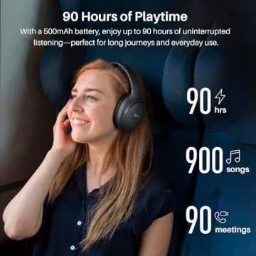 TOZO HT3 Noise Cancelling Headphones with 90H Playtime