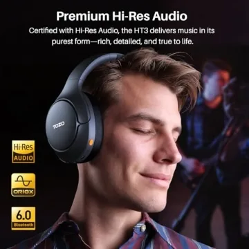 TOZO HT3 Noise Cancelling Headphones with 90H Playtime