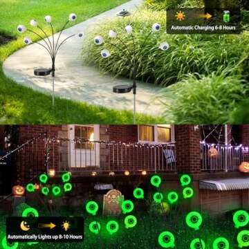 Halloween Decorations Outdoor Solar Halloween Lights, 2 Pack 12 LED Scary Halloween Eyeball Lights S...