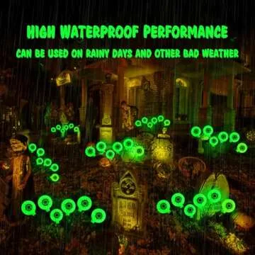 Halloween Decorations Outdoor Solar Halloween Lights, 2 Pack 12 LED Scary Halloween Eyeball Lights Solar Firefly Swaying Lights, Halloween Solar Lights for Outside Path Yard Garden Lawn Decor, Green