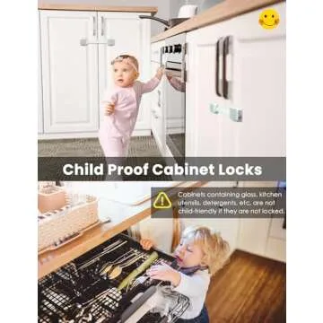 ROTOPATA 2 Pack Childproof Cabinet Locks for Home Safety