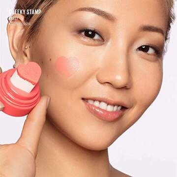 Kaja Blush - Cheeky Stamp | Gift, 7 Shades, Buildable & Blendable Shade with Heart-shaped Applicator, Coral Finish, 05 Sassy, 0.17 Oz