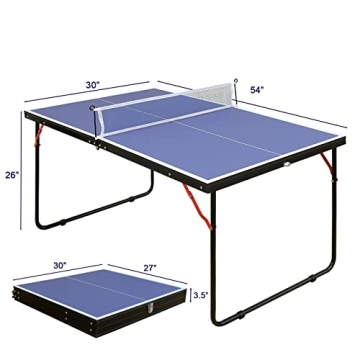 HaoKang Foldable Portable Mid-Size Ping-Pong Table Set