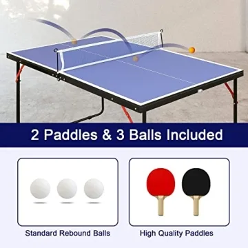 HaoKang Foldable Portable Mid-Size Ping-Pong Table Set