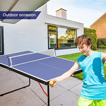 HaoKang Foldable Portable Mid-Size Ping-Pong Table Set