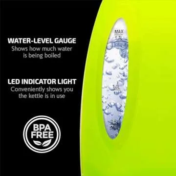 OVENTE Electric Kettle, Hot Water, Heater 1.7 Liter - BPA Free Fast Boiling Cordless Water Warmer - Auto Shut Off Instant Water Boiler for Coffee & Tea Pot - Green KP72G