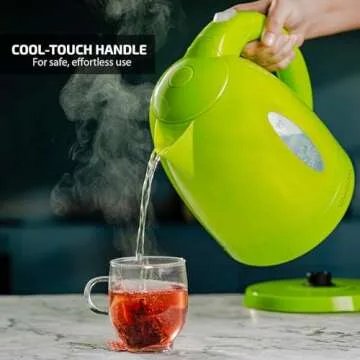 OVENTE Electric Kettle, Hot Water, Heater 1.7 Liter - BPA Free Fast Boiling Cordless Water Warmer - Auto Shut Off Instant Water Boiler for Coffee & Tea Pot - Green KP72G