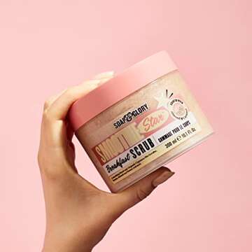 Soap & Glory Smoothie Star Exfoliating Body Scrub - Buff & Smooth Skin - Almond & Caramel Scented Body Polish - Brightening Scrub with Honey Extract + Sweet Almond Oil (300ml)