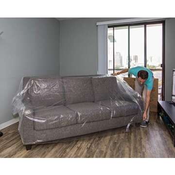 U-Haul Moving & Storage Sofa Cover (Fits Sofas up to 8' Long) - Water Resistant Plastic Sheet Couch ...