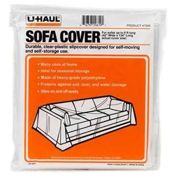 U-Haul Moving & Storage Sofa Cover (Fits Sofas up to 8' Long) - Water Resistant Plastic Sheet Couch Protection - 42" x 134"