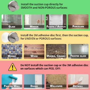 HOME SO Suction Cup Hooks for Shower, Bathroom, Kitchen, Glass Door, Mirror, Tile – Loofah, Towel, Coat, Bath Robe for Hanging up to 15 lbs – Polished Matte Chrome, Brushed Nickel (2-pack)