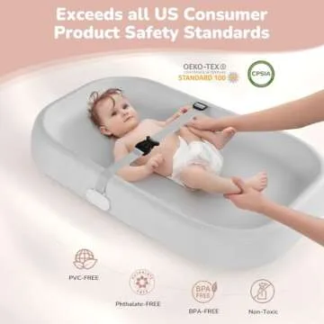 Tawbutiar Changing Pad,Organic 100% Natural Premium Latex from Malaysia Jungle,28"×16.5" Baby Ergonomic Design,Non-Slip,Easy to Clean,IPX7 Waterproof,Fits Changing Table and Dresser,Lightweight(Gray)