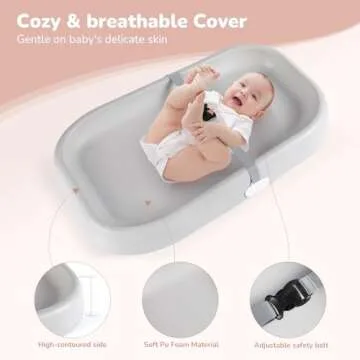 Tawbutiar Changing Pad,Organic 100% Natural Premium Latex from Malaysia Jungle,28"×16.5" Baby Ergonomic Design,Non-Slip,Easy to Clean,IPX7 Waterproof,Fits Changing Table and Dresser,Lightweight(Gray)