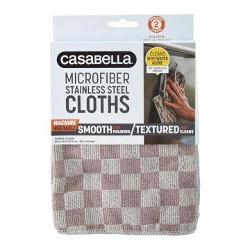 Casabella Microfiber Cloths for Stainless Steel Cleaning Pack of 2