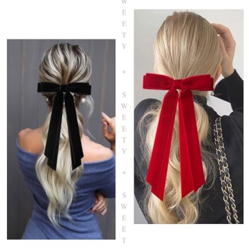 Elegant Velvet Hair Bows Clips - 2Pcs Stylish Accessories