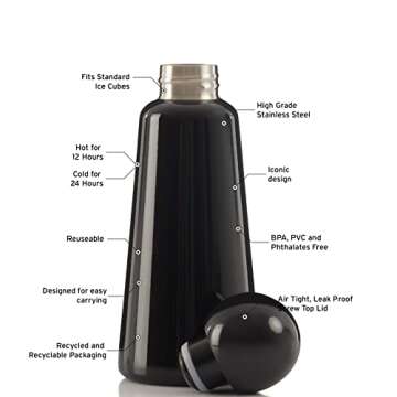 Lund London Midnight Black Sports Bottle - 500ml Insulated