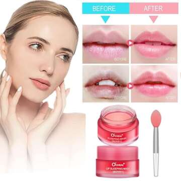 Moisturizing Lip Sleeping Mask, Hydrating & Prevention Dry and Cracked Lip Scrubs Exfoliator & Moisturizer, Sleeping Lip Care Mask Long Lasting Nourishing Lip Balm, Reduce Lip Wrinkle Line