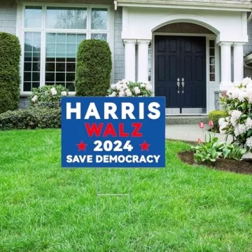 Harris Walz 2024 Double-Sided Yard Sign with H-Stake
