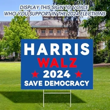 Harris Walz 2024 Double-Sided Yard Sign with H-Stake