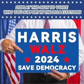 Harris Walz 2024 Double-Sided Yard Sign with H-Stake