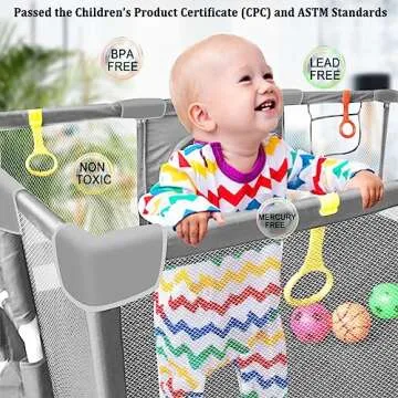 Large Playpen for Kids with Basketball Hoop and Football Nets