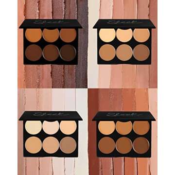 Sleek MakeUp Contour and Highlighting Makeup Kit - Contouring Foundation / Concealer Palette - Not tested on Animals & Hypoallergenic for Dark and Extra Dark Skin tones - 12g/0.42 ox