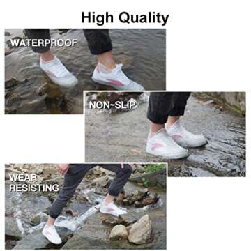 VBoo Waterproof Shoe Covers, Non-Slip Water Resistant Overshoes Silicone Rubber Rain Shoe Cover Outd...