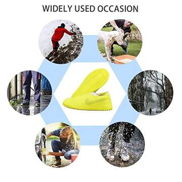 VBoo Waterproof Shoe Covers, Non-Slip Water Resistant Overshoes Silicone Rubber Rain Shoe Cover Outdoor cycling Protectors apply to Men, Women, Kids (Large, White)